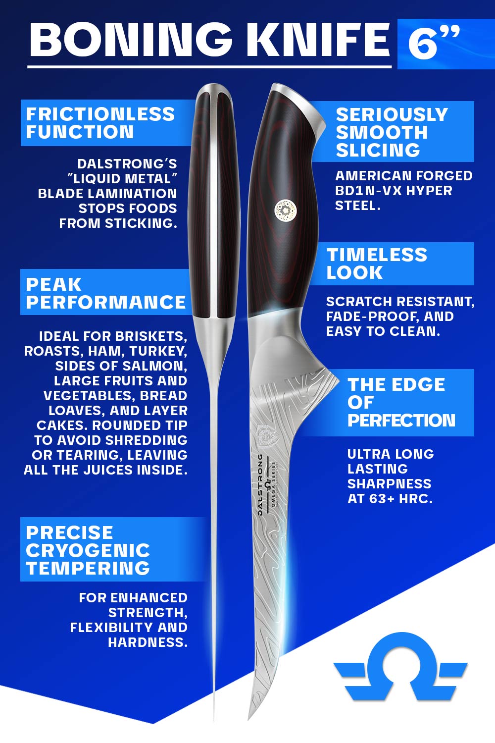 Dalstrong omega series 6 inch straight boning knife specification.