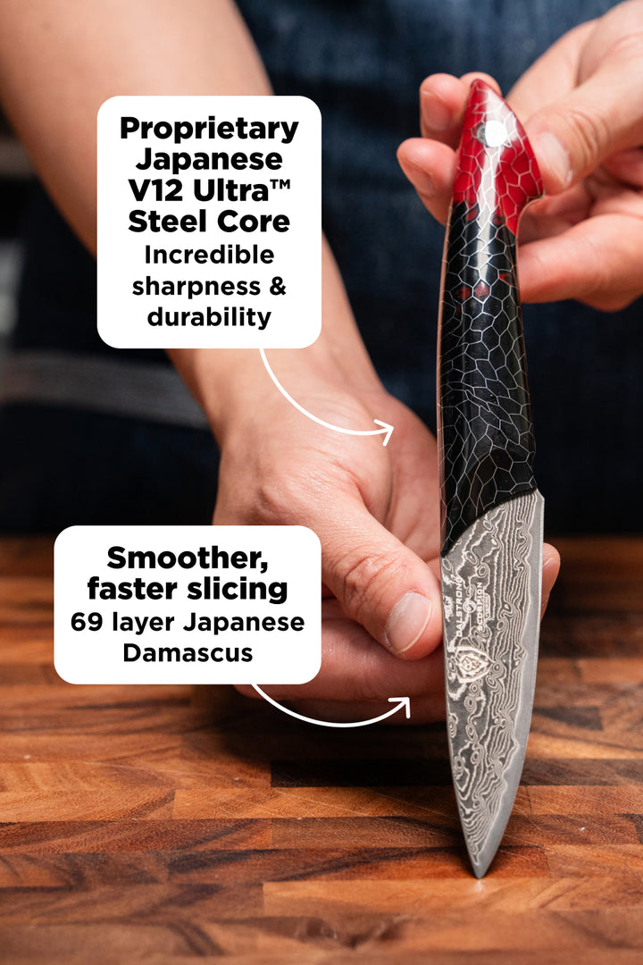 Scorpion Hellfire Bundle | 8" Chef's Knife + 4" Paring Knife + 11" Slicer Knife