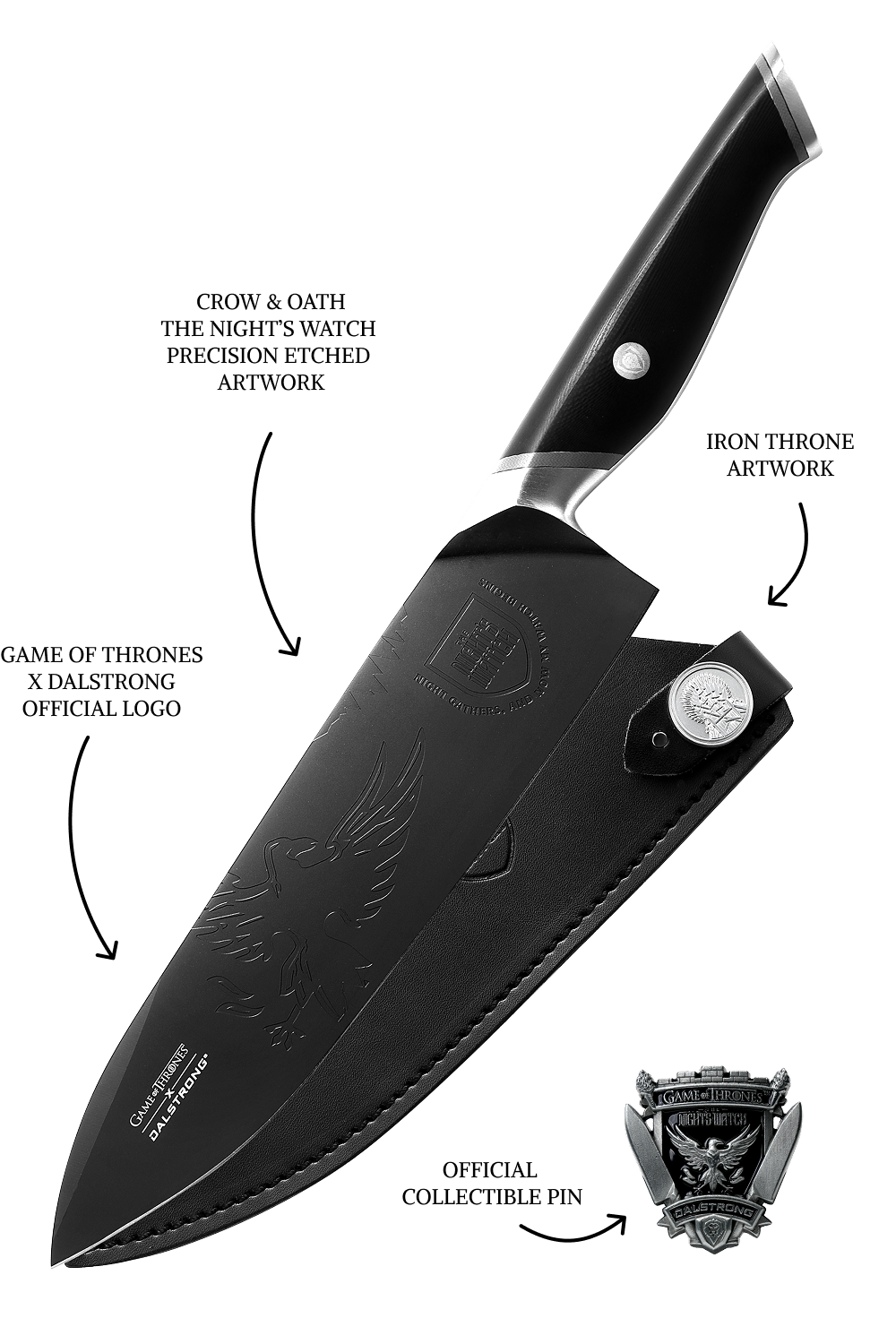 Chef Knife 8" | Game of Thrones™ Edition | Night's Watch™ | Dalstrong © - 9