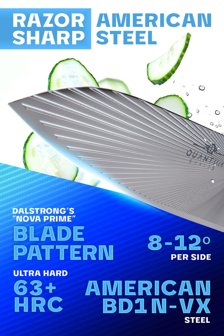 Dalstrong quantum 1 series 4 inch paring knife with dragon skin handle featuring it's razor sharp american steel blade.