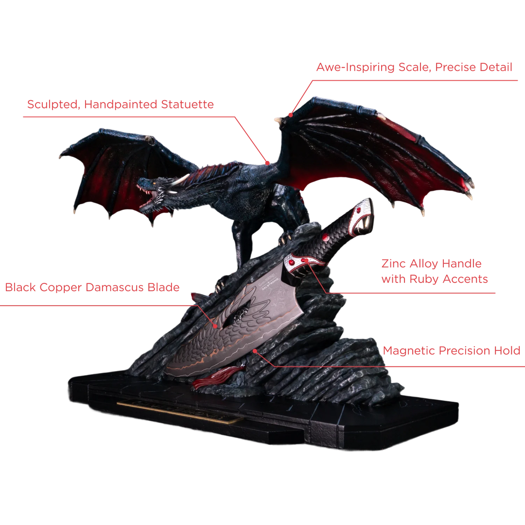 Game of Thrones™ x StudioForge™ | Drogon's Fury™ | 8.5” Collector’s Chef Knife & Sculpted Display Stand