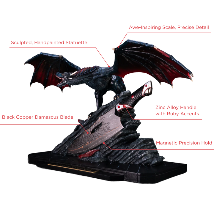 Game of Thrones™ x StudioForge™ | Drogon's Fury™ | 8.5” Collector’s Chef Knife & Sculpted Display Stand
