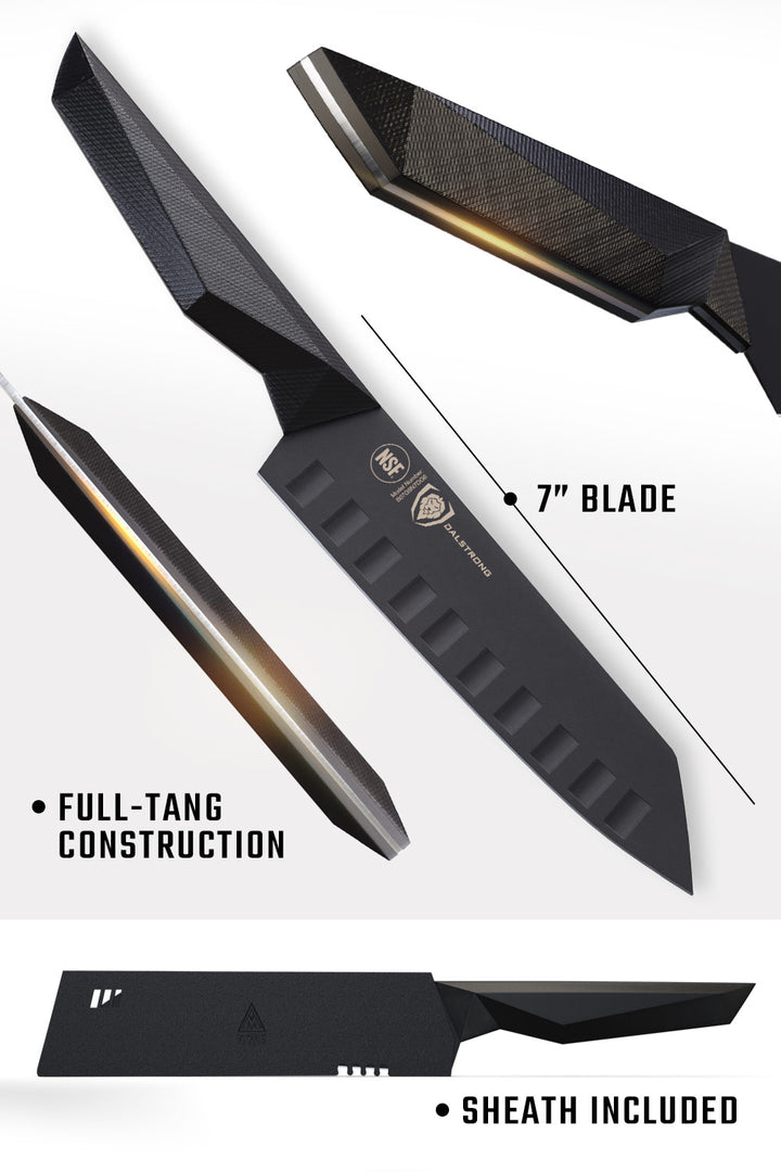 Santoku Knife 7" | Shadow Black Series | NSF Certified | Dalstrong ©