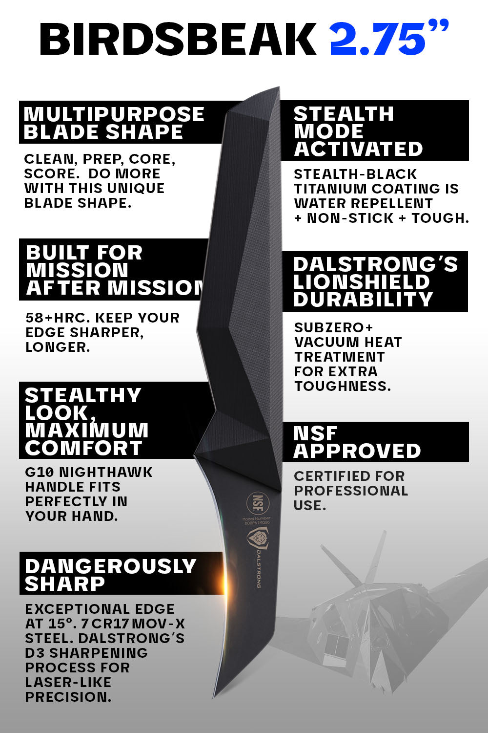 Bird's Beak Paring Knife 2.75" | Shadow Black Series | NSF Certified | Dalstrong ©