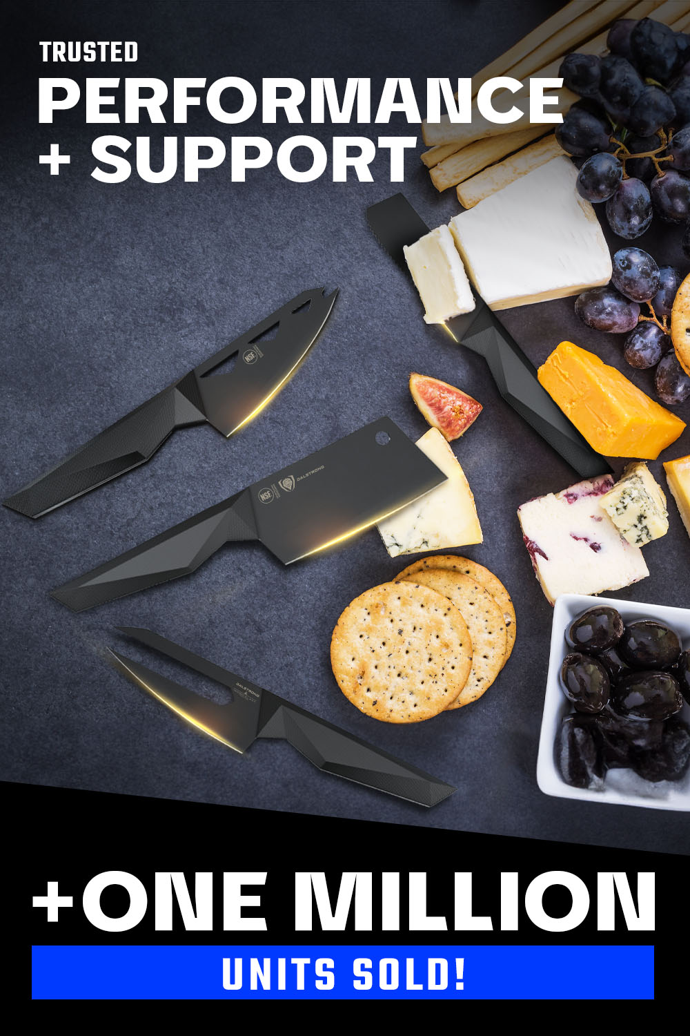 4-Piece Cheese Knife Set | Shadow Black Series | NSF Certified | Dalstrong ©