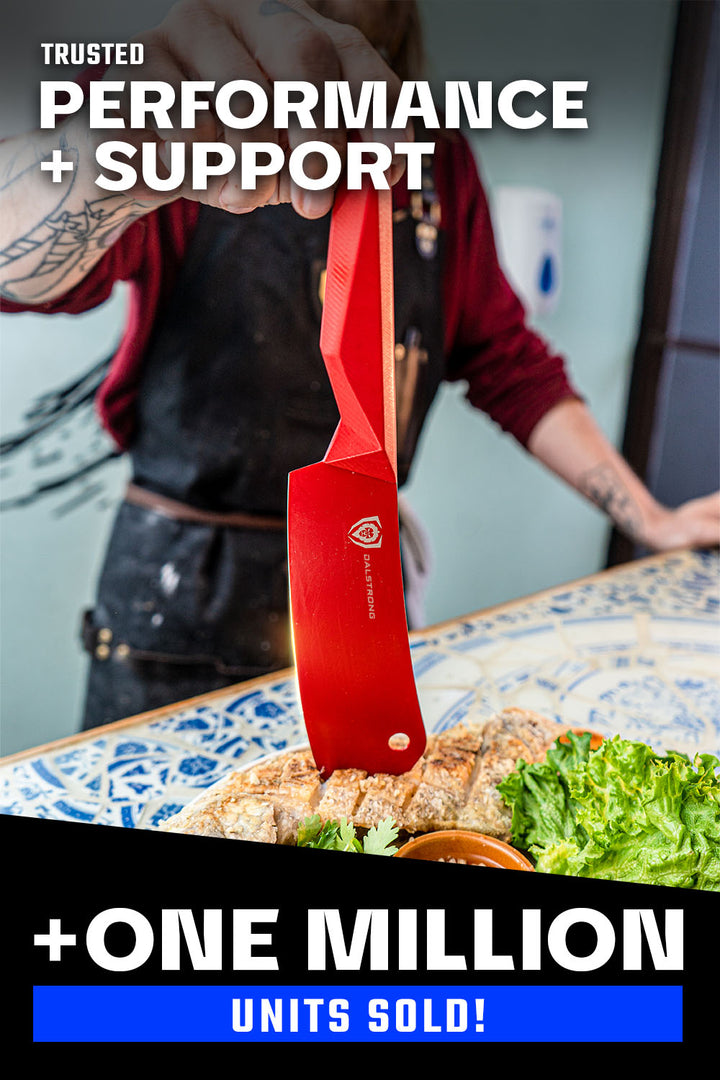 Chef & Cleaver Hybrid Knife 8" | The Crixus | Shadow Black Series | RED Edition | Dalstrong ©