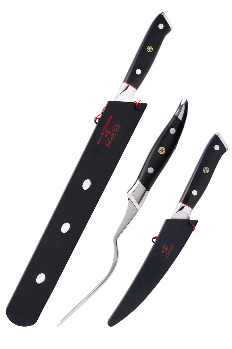 Slicing Knife 12" + Fillet Knife 6" + Meat Fork