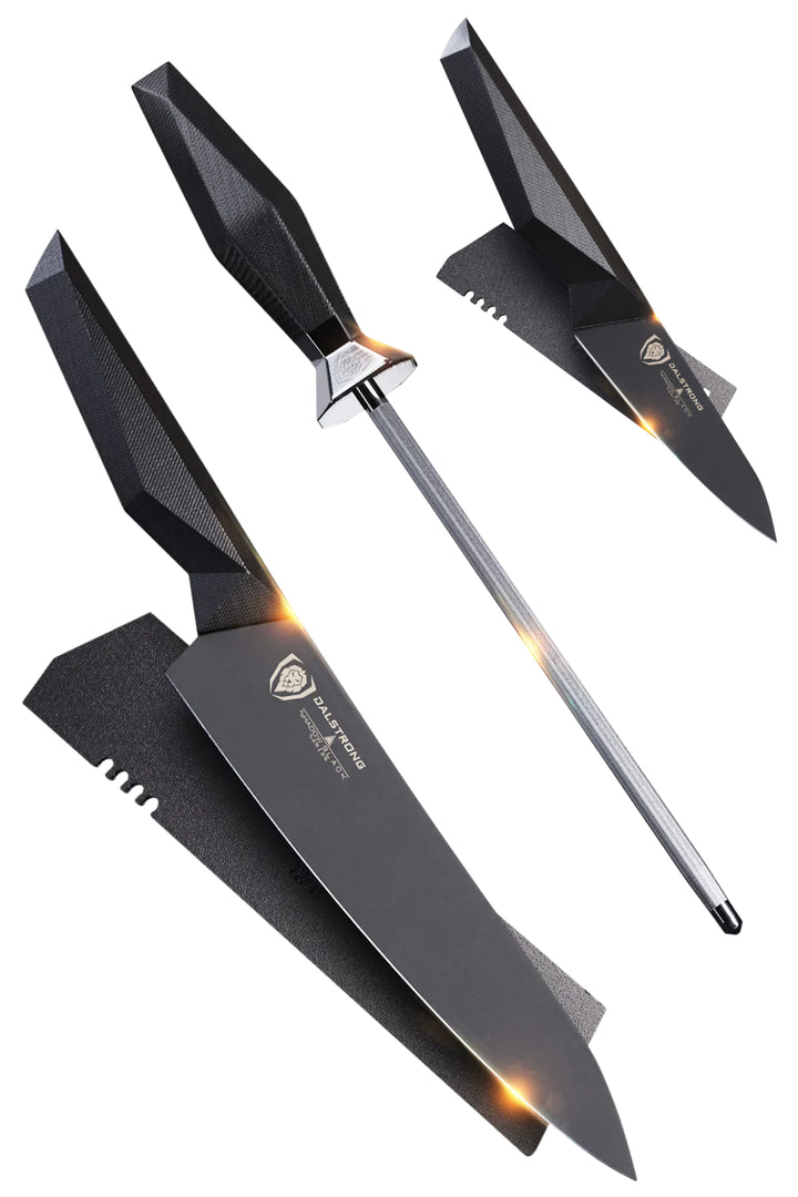 Shadow Black Bundle | 8" Chef's Knife + 3.75" Paring Knife + 9" Honing Steel
