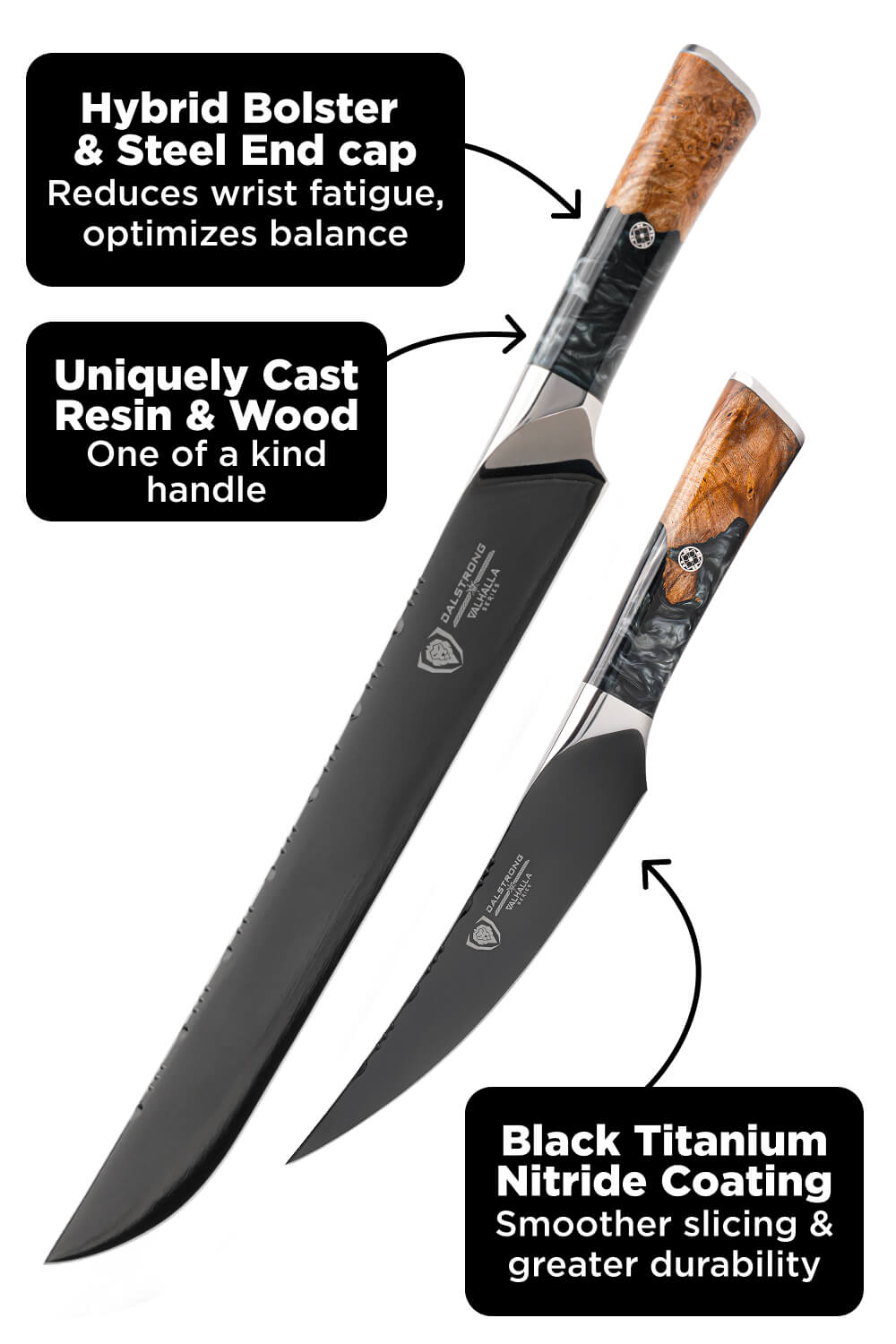 3 Piece Set | Slicing, Fillet & Venator Knife | Valhalla Series | Ravenstone Edition | Dalstrong ©