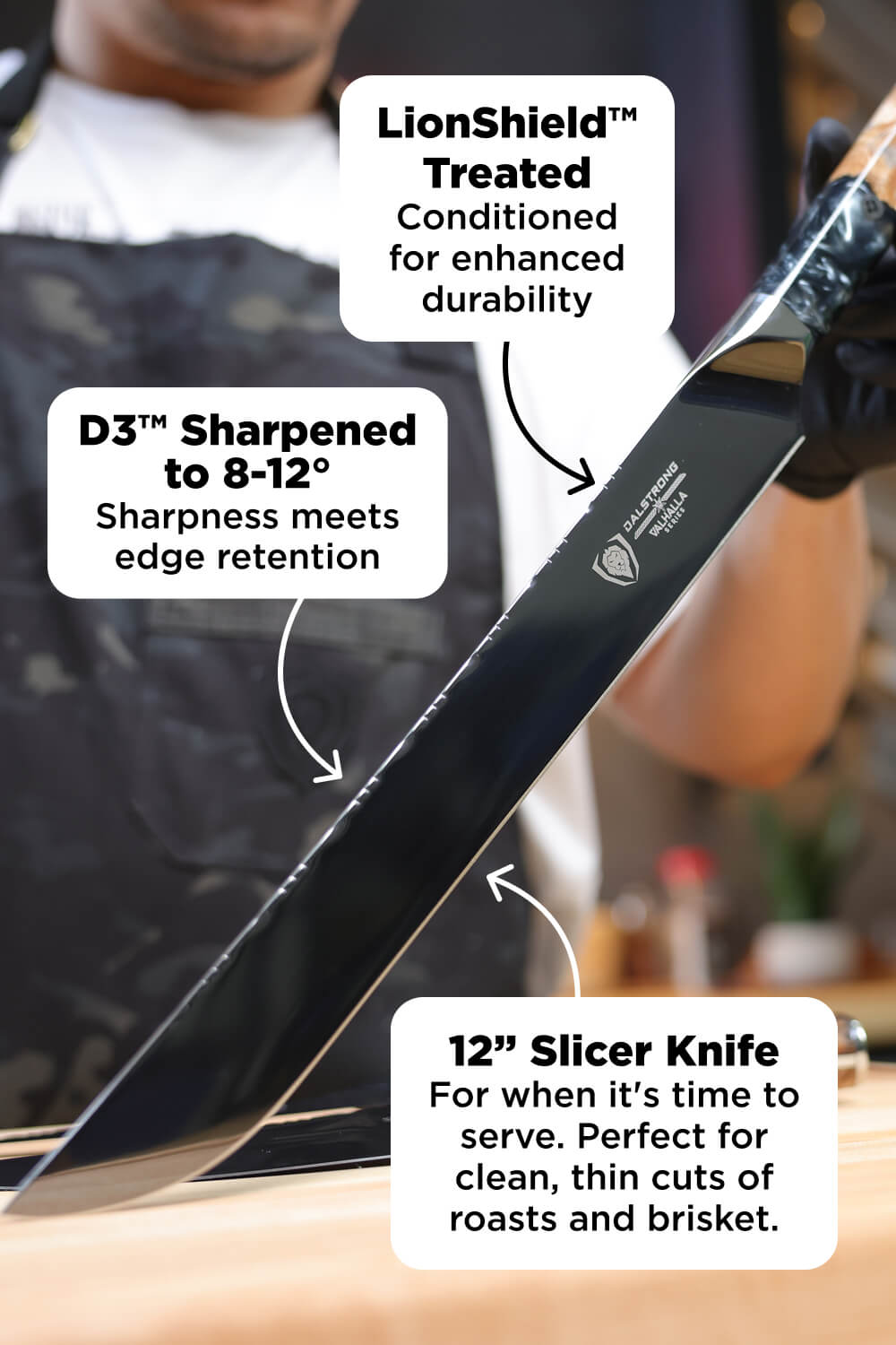 3 Piece Set | Slicing, Fillet & Venator Knife | Valhalla Series | Ravenstone Edition | Dalstrong ©