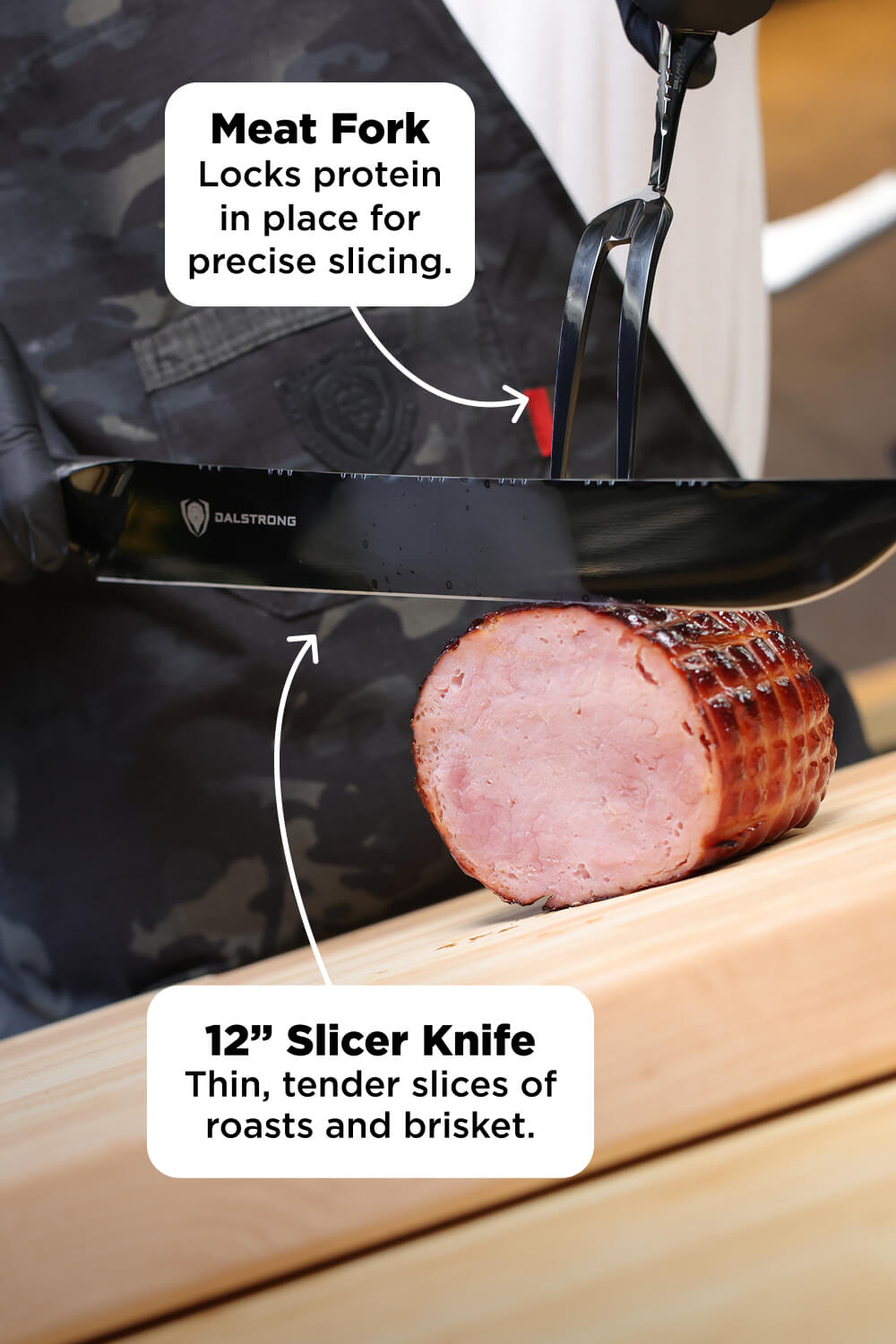 3 Piece Set | Slicing Knife, Fillet Knife & Meat Fork | Valhalla Series | Ravenstone Edition | Dalstrong ©