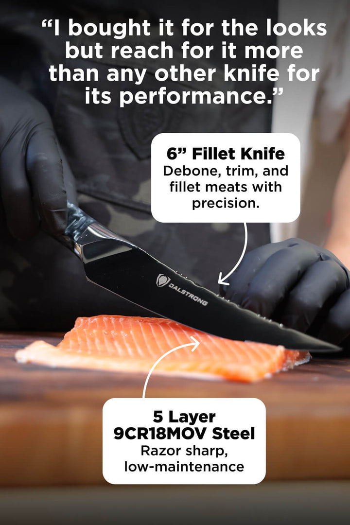 3 Piece Set | Slicing Knife, Fillet Knife & Meat Fork | Valhalla Series | Ravenstone Edition | Dalstrong ©