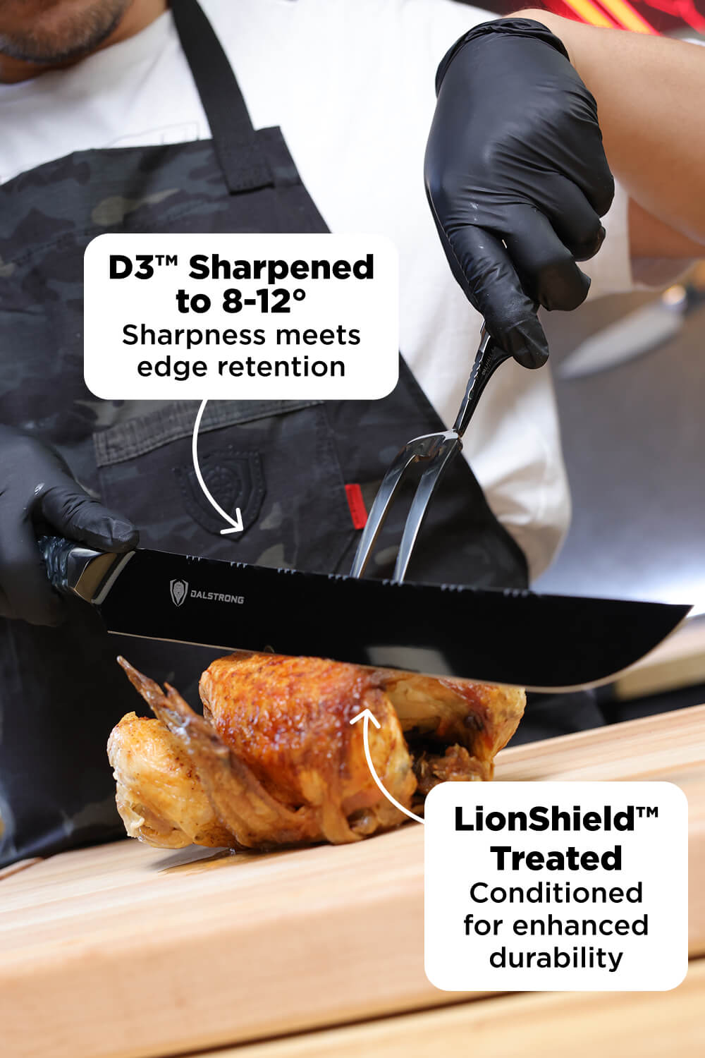 3 Piece Set | Slicing Knife, Fillet Knife & Meat Fork | Valhalla Series | Ravenstone Edition | Dalstrong ©