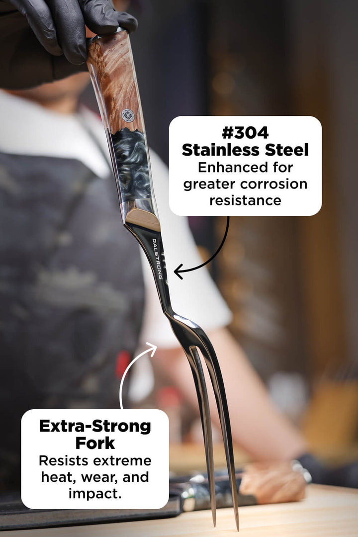 3 Piece Set | Slicing Knife, Fillet Knife & Meat Fork | Valhalla Series | Ravenstone Edition | Dalstrong ©