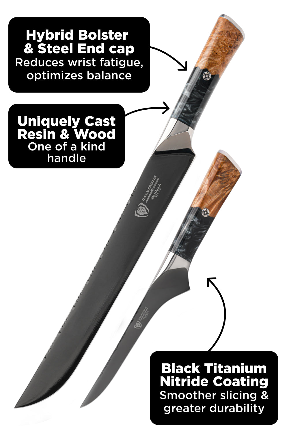 2 Piece Set | Slicing Knife & Boning Knife | Valhalla Series | Ravenstone Edition | Dalstrong ©