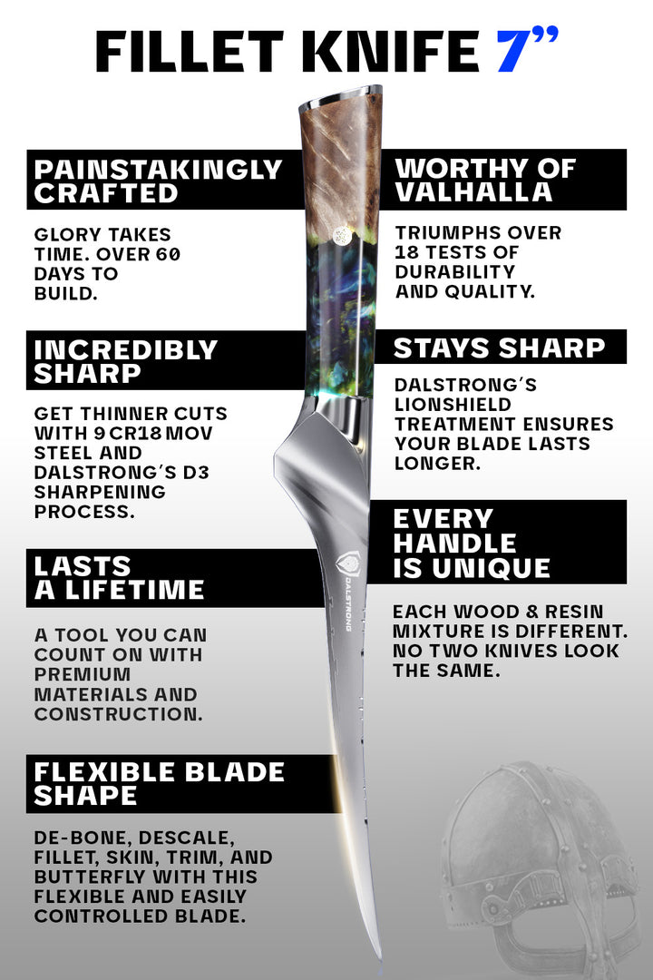 Fillet Knife 7" | Flexible Blade | Valhalla Series | Dalstrong ©