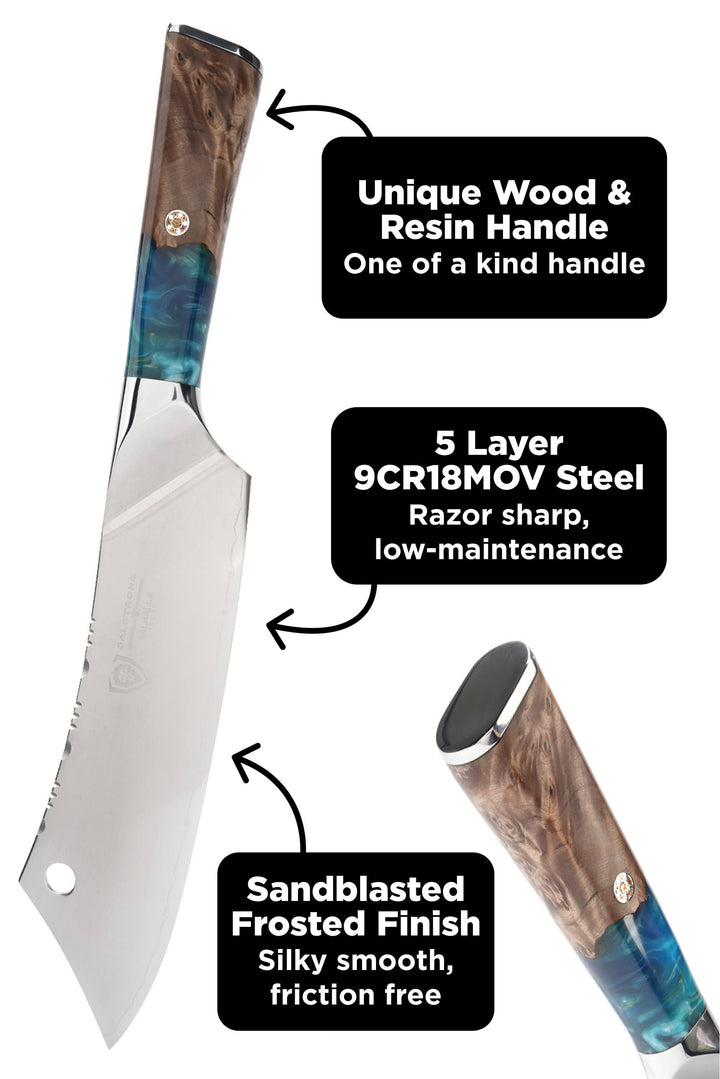 Chef & Cleaver Crixus Knife 8" | Green Handle | Valhalla Series | Dalstrong © 9