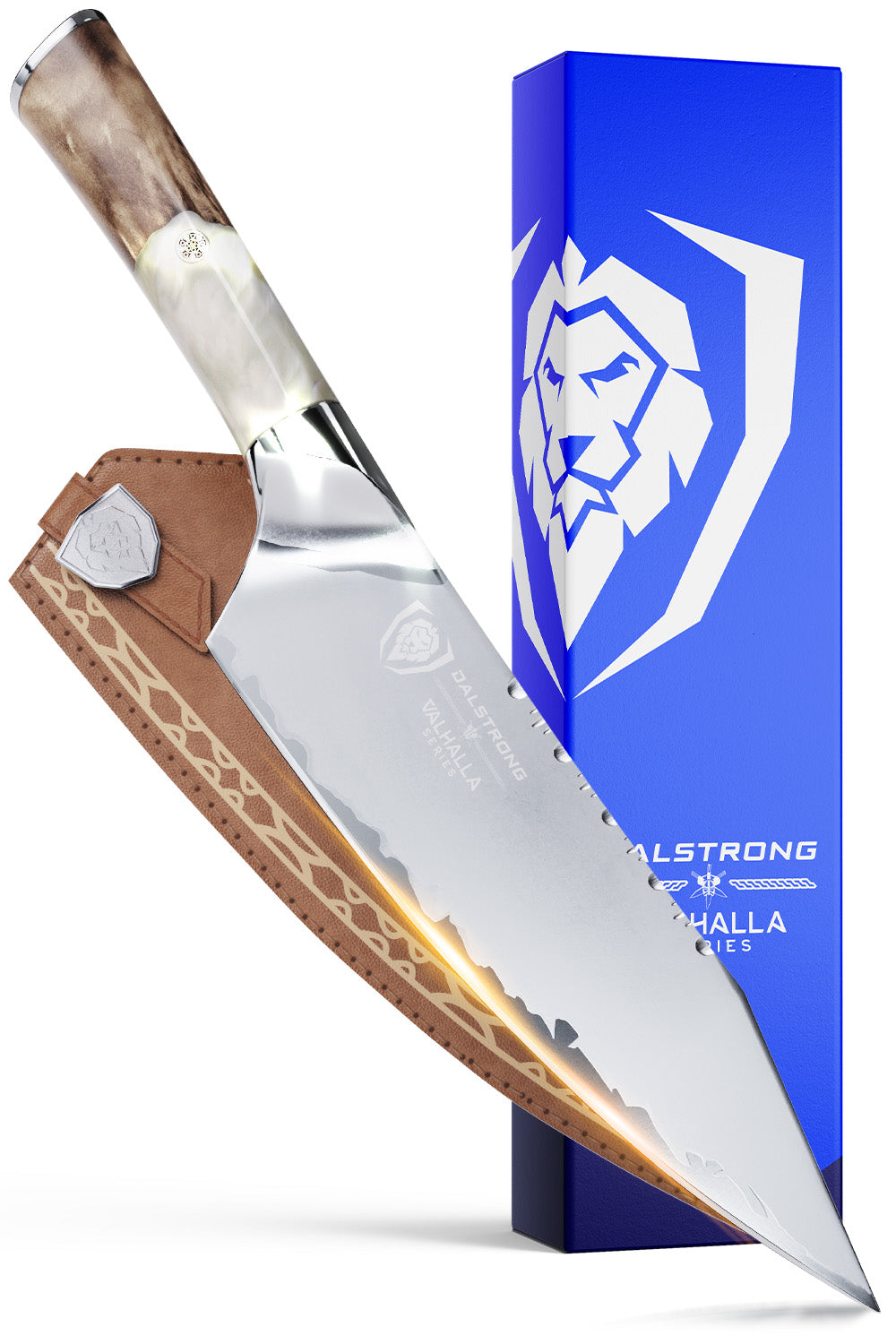 Chef's Knife 8" | Glacial White Resin & Wood Handle | Valhalla Series | Dalstrong ©
