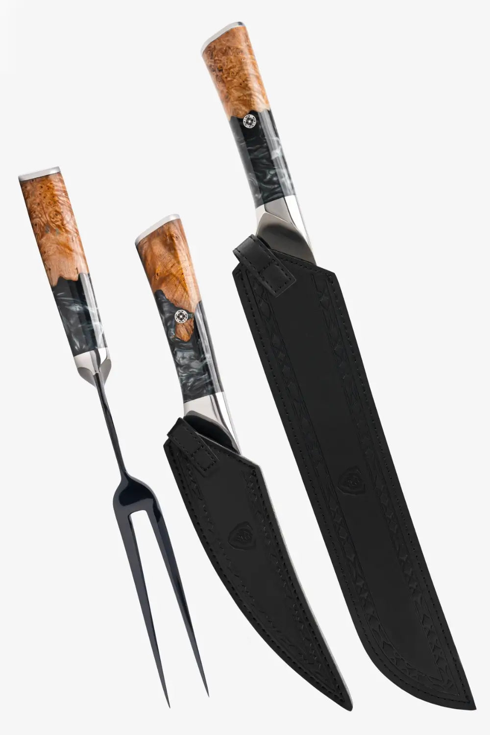 3 Piece Set | Slicing Knife, Fillet Knife & Meat Fork | Valhalla Series | Ravenstone Edition | Dalstrong ©