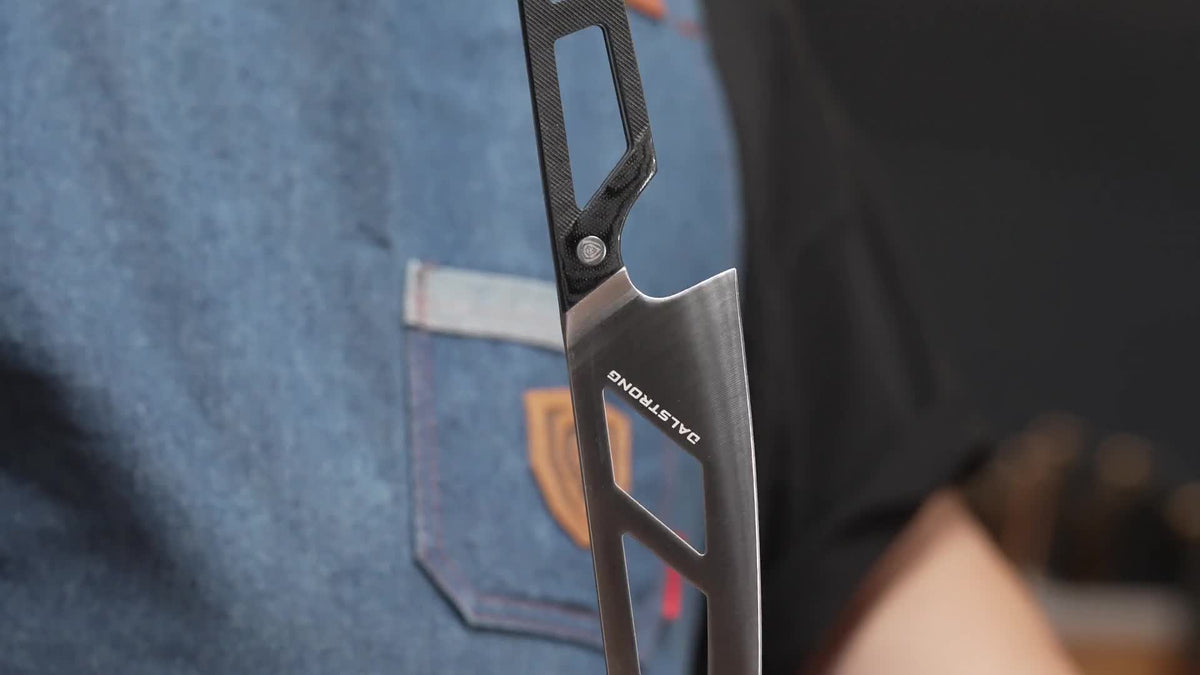 Open-frame Arro chef knife and contoured G10 handle