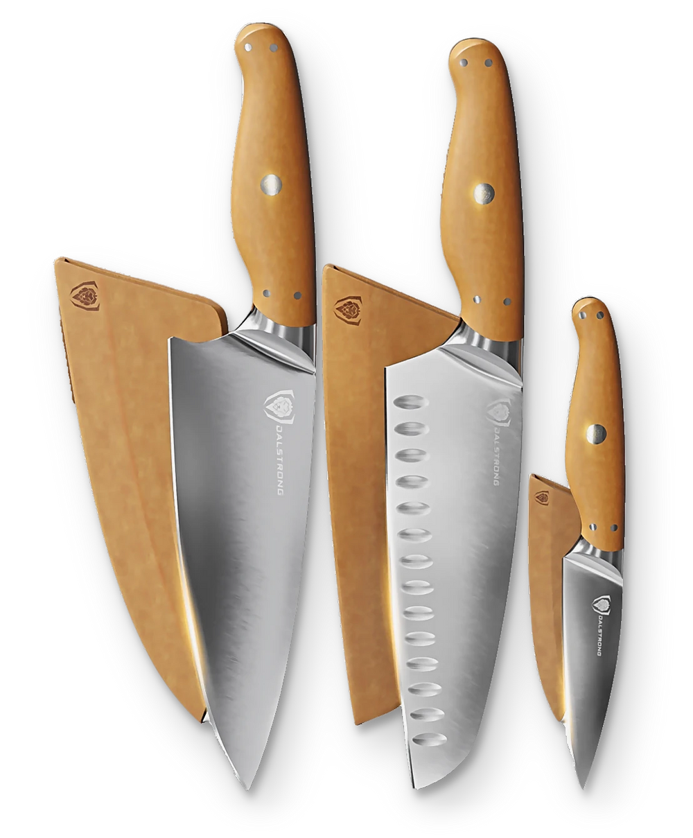 3-Piece Knife Set | Chef - Santoku - Paring | Sustainable and Earth-friendly Material | Gaia Series | Dalstrong ©