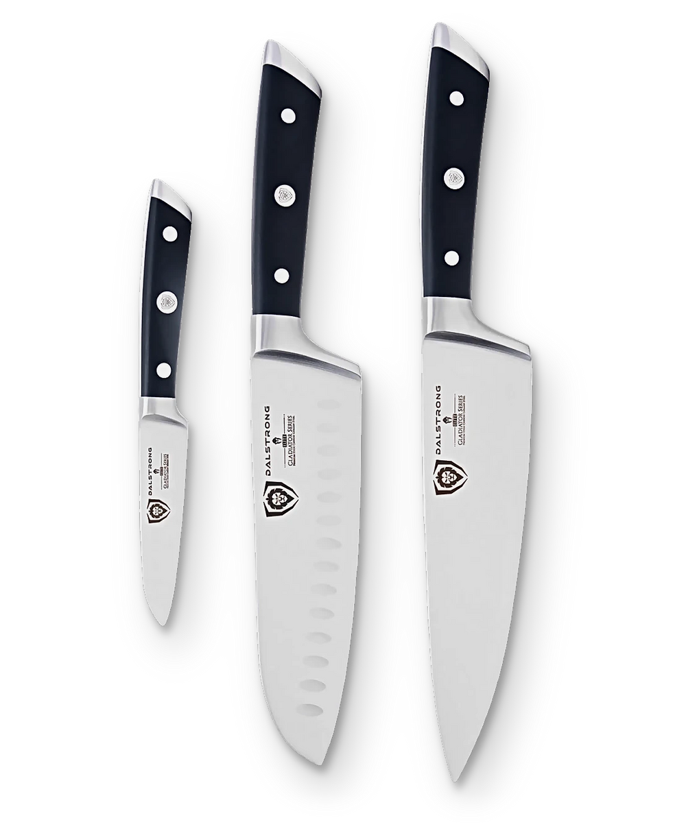 3-Piece Knife Set | Chef - Santoku - Paring | Gladiator Series Elite | NSF Certified | Dalstrong ©