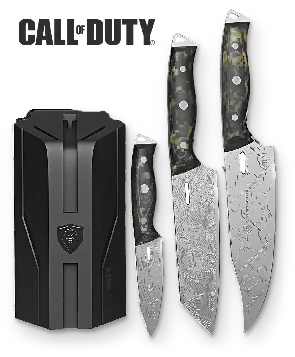 3-Piece Knife Set with Block | Call of Duty © Edition | Rubberwood Knife Block | EXCLUSIVE COLLECTOR SET | Dalstrong ©
