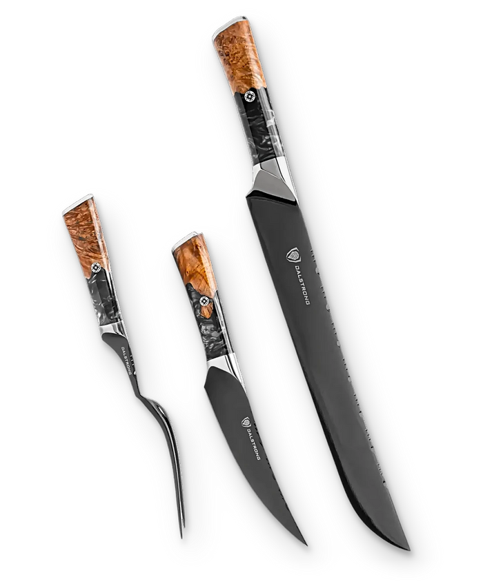 Valhalla Series _ 3 Piece Set | Slicing Knife, Fillet Knife & Meat Fork | Valhalla Series | Ravenstone Edition | Dalstrong © _ 1