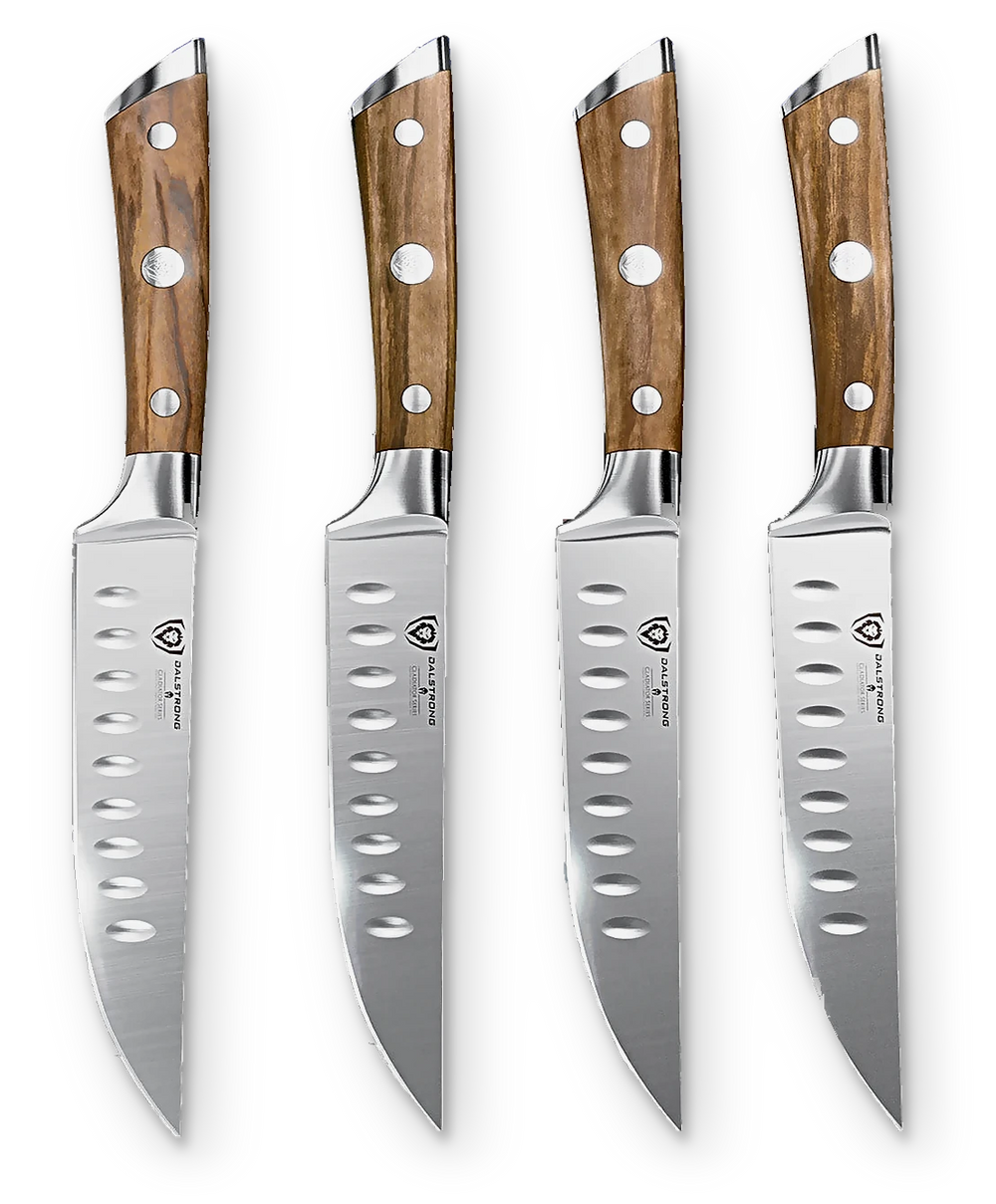 4-Piece Steak Knife Set 5" | Olive Wood Handle | Gladiator Series | Dalstrong ©