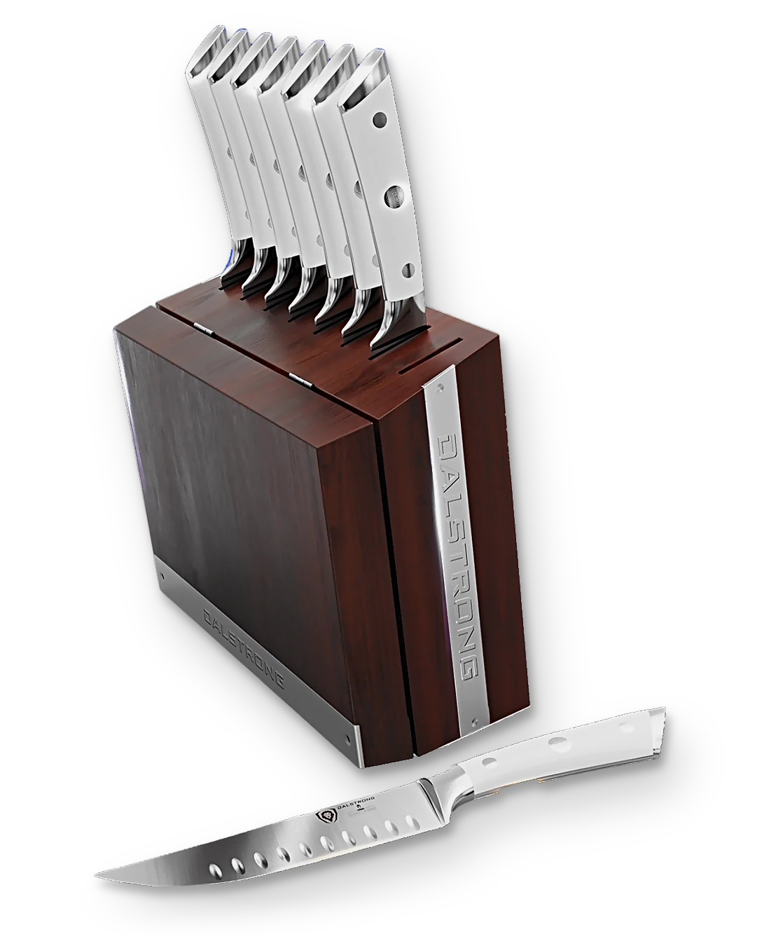 Gladiator Series _ 8-Piece Steak Knife Set | White ABS Handles with Storage Block | Gladiator Series | Knives NSF Certified | Dalstrong © _ 1