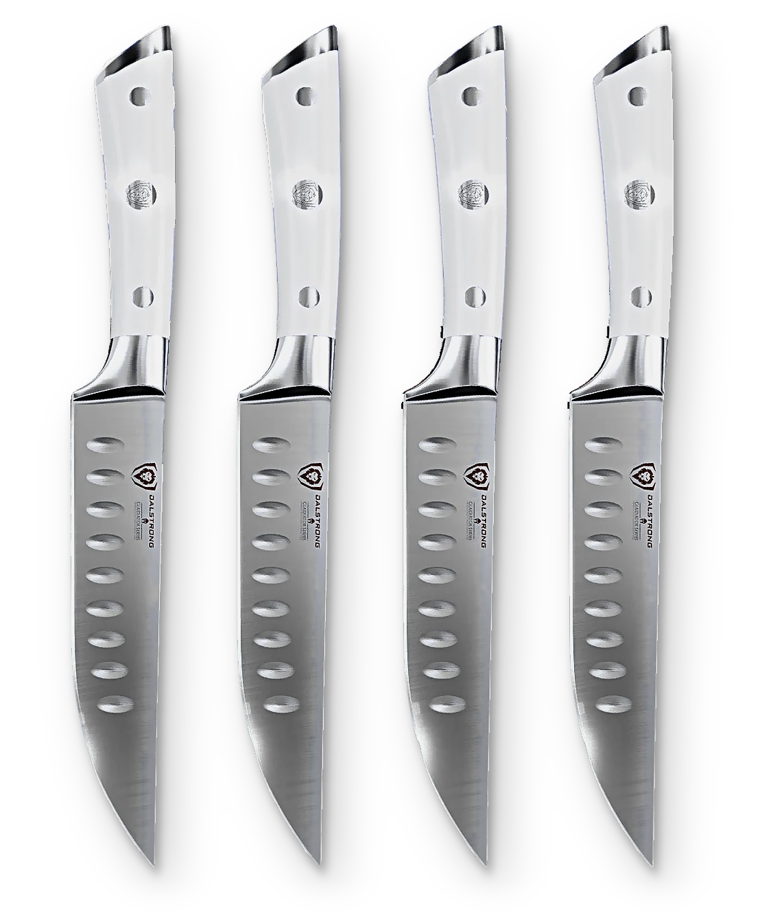 Gladiator Series _ 4-Piece Straight-Edge Steak Knife Set | Glacial White ABS Handles | Gladiator Series | NSF Certified | Dalstrong © _ 1