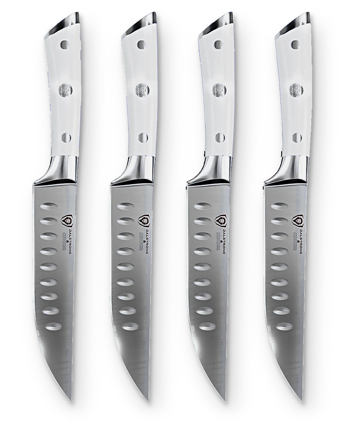 Gladiator Series _ 4-Piece Straight-Edge Steak Knife Set | Glacial White ABS Handles | Gladiator Series | NSF Certified | Dalstrong © _ 1