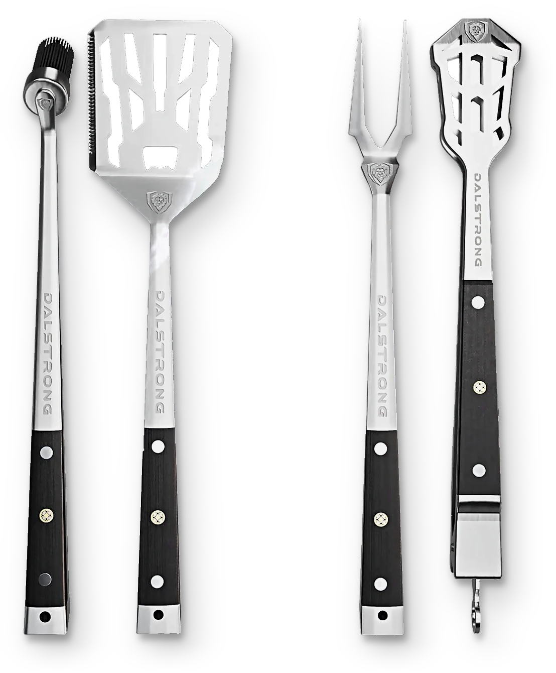 Tongs, Spatula, Fork, Silicone Brush | 4 Piece Premium Grill Kit | Dalstrong ©