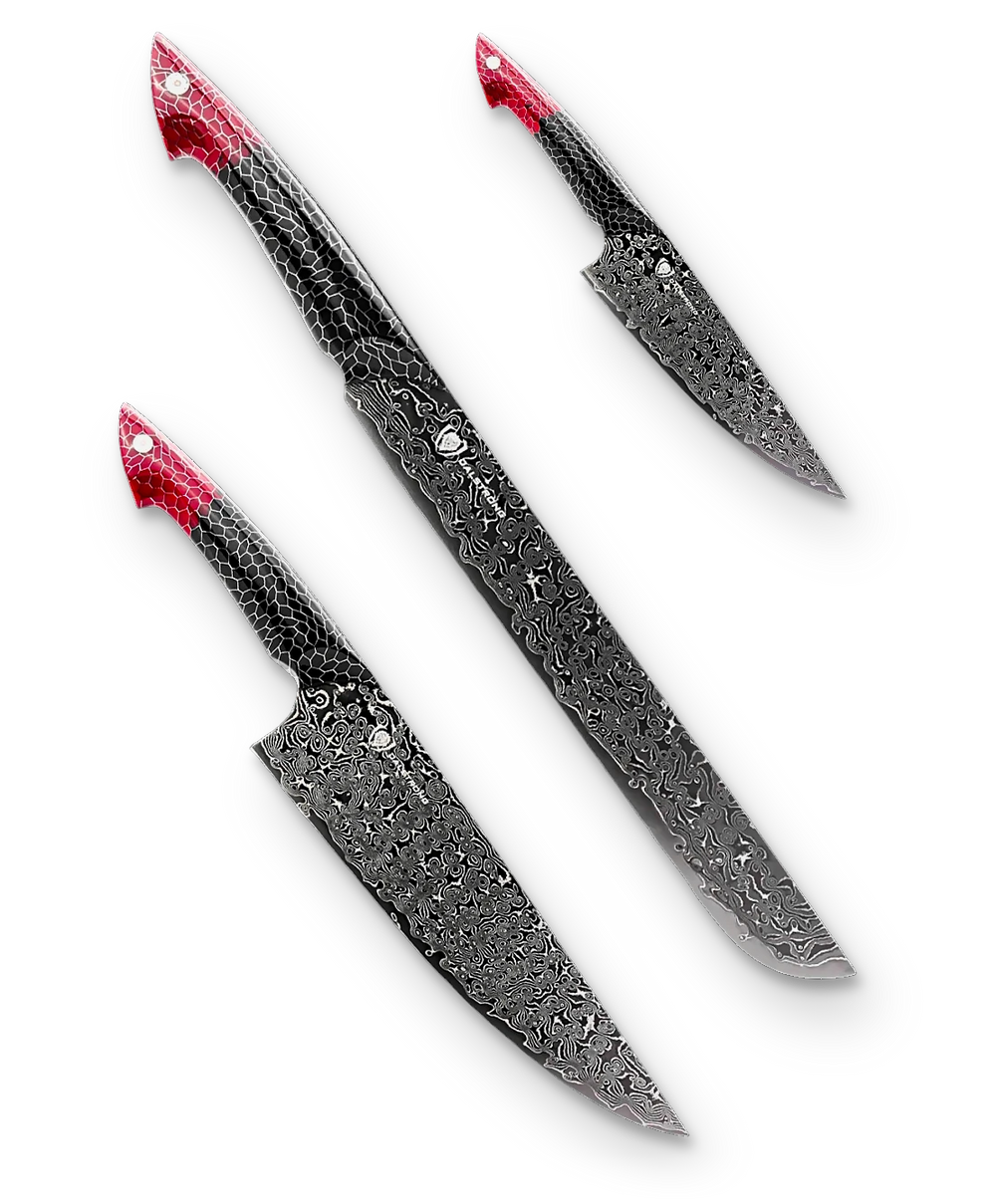 Scorpion Hellfire Bundle | 8" Chef's Knife + 4" Paring Knife + 11" Slicer Knife