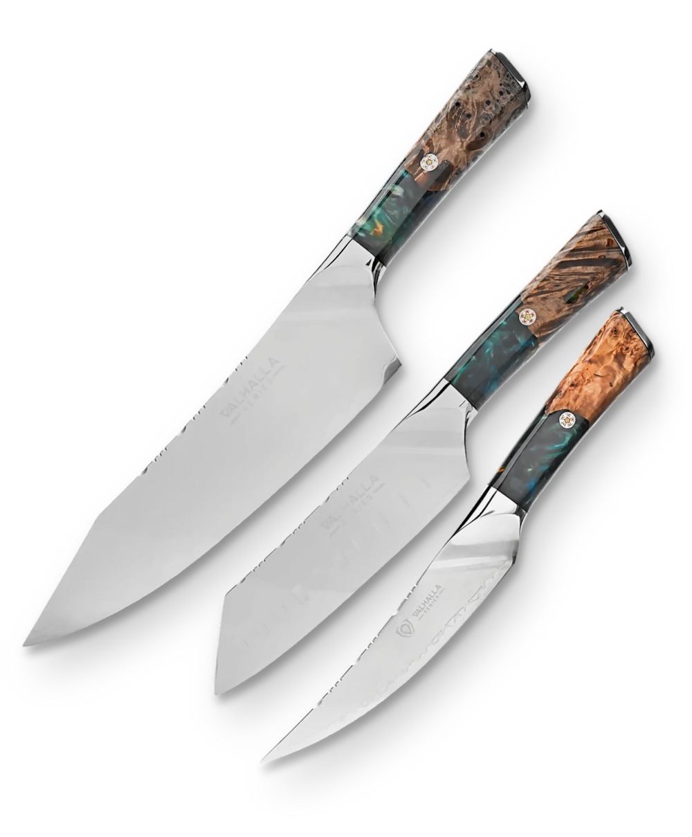 Valhalla Pro | 9.5" Chef Knife + 7" Santoku Knife + 6.5" Fillet Knife