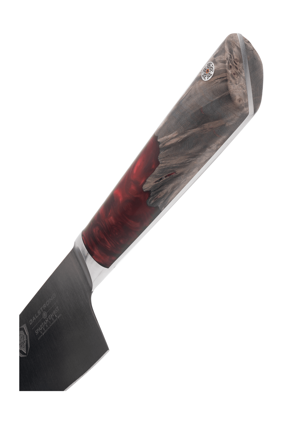 Close view of the Spartan Ghost resin and ashwood handle