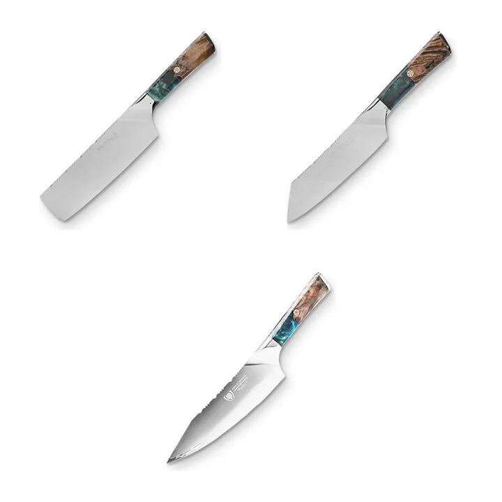 The Everyday Set complete bundle: Valhalla nakiri, Valhalla santoku, Valhalla 8-inch chef knife 2