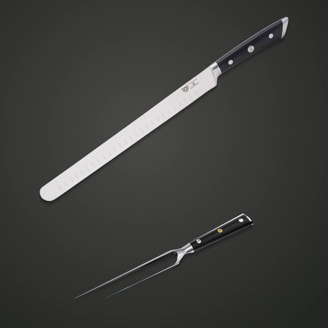 Brisket Duo complete bundle: Gladiator 12-inch slicer and Impaler 7-inch meat and carving fork. - 1