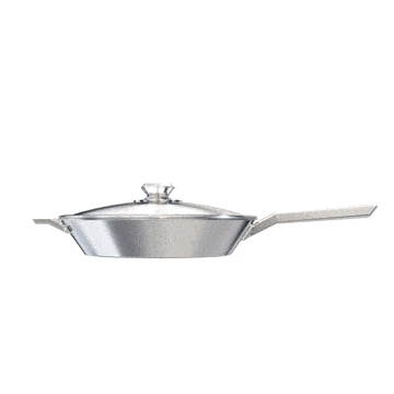 Dalstrong oberon series 12 inch frying pan and skillet silver in all angles.
