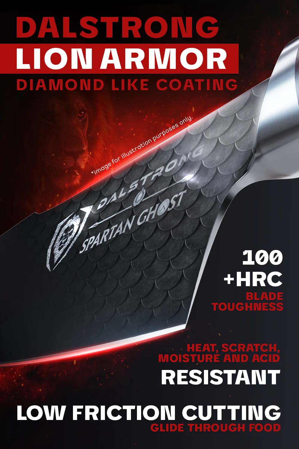 Dalstrong spartan ghost series 4 inch paring knife showcasing it's diamon like coating.