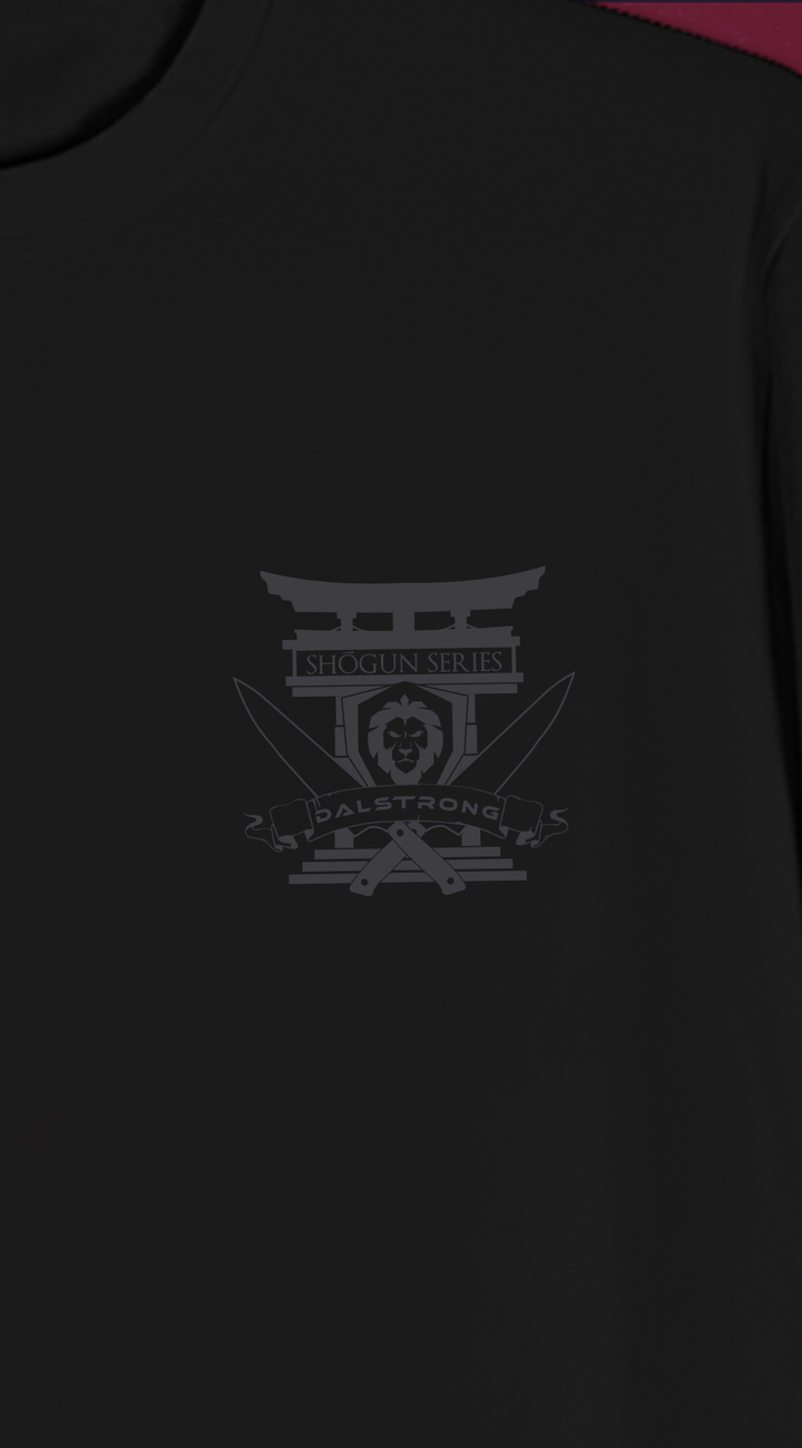 Dalstrong the shogun series war dance tee black front design.