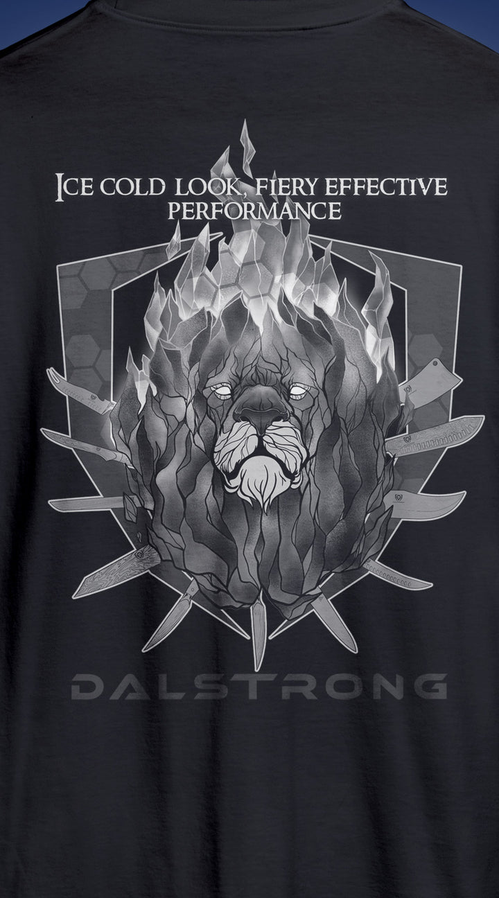 Dalstrong light your fire tee black back lion design.