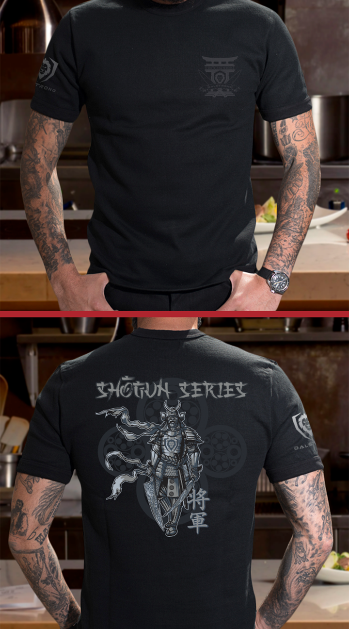 Dalstrong the shogun series regal warrior tee black front and back preview.