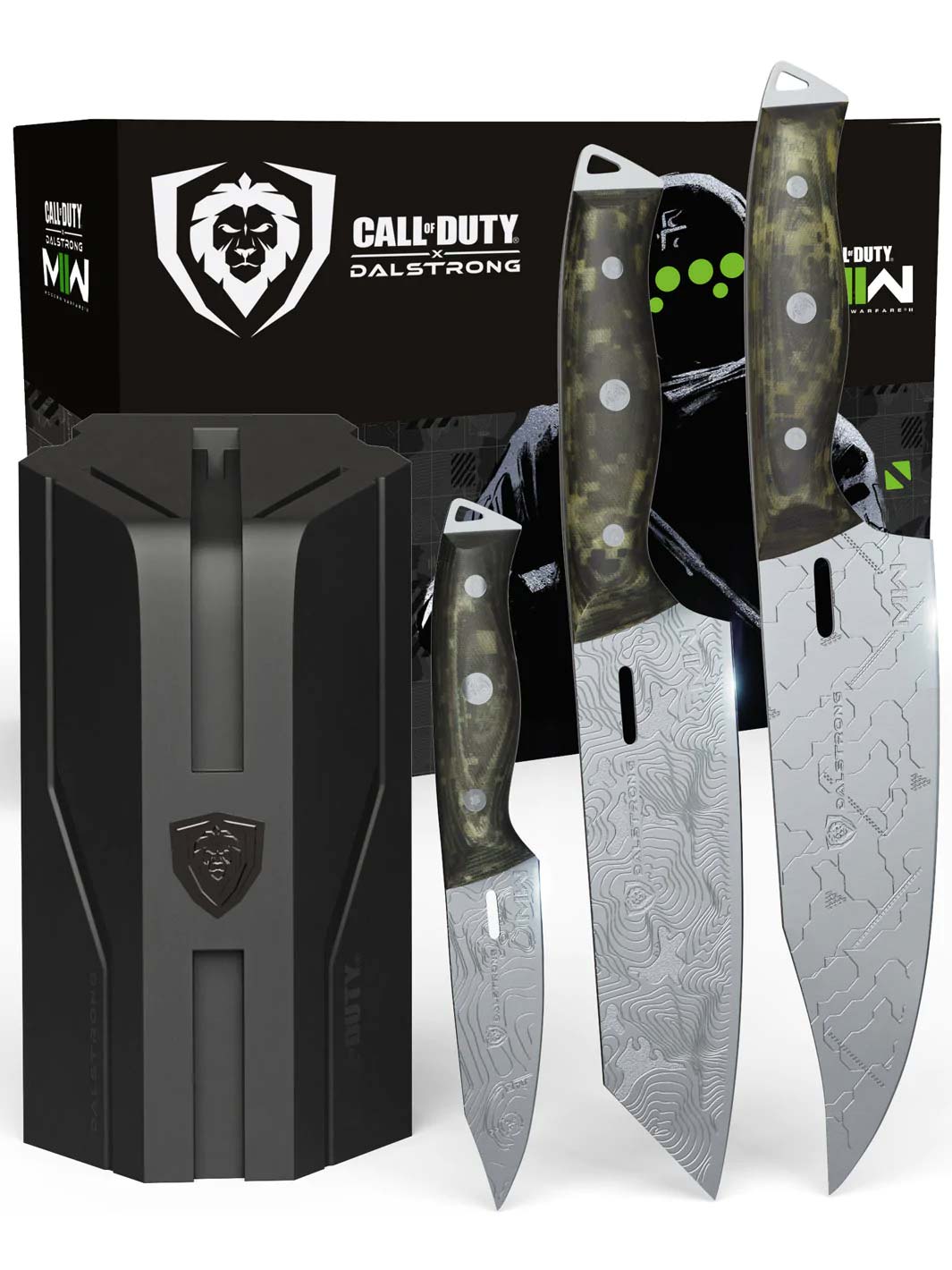 3-Piece Knife Set with Block | Call of Duty © Edition | Rubberwood Knife Block | EXCLUSIVE COLLECTOR SET | Dalstrong ©