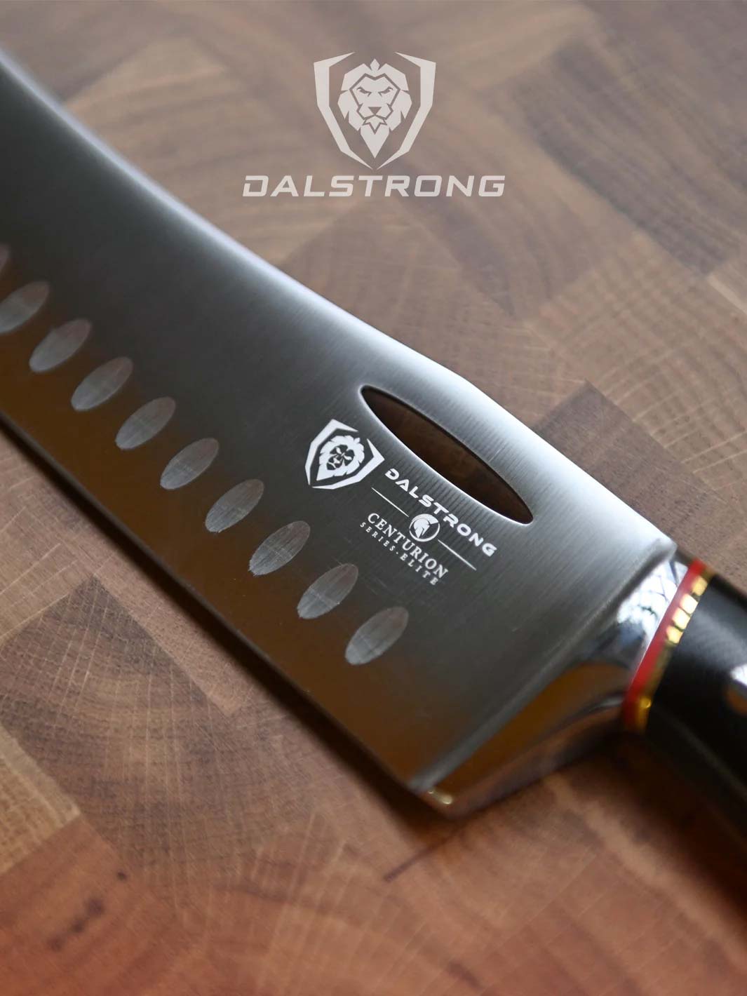 Dalstrong centurion series 7 inch nakiri knife featuring it's blade.
