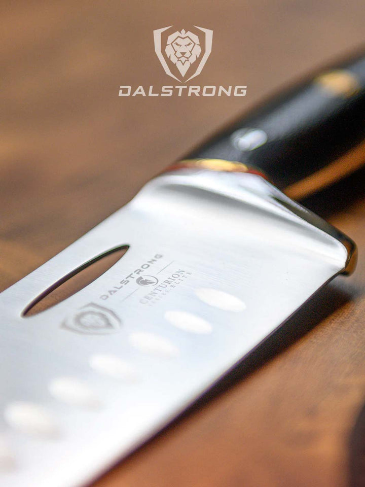 Dalstrong centurion series 7 inch santoku knife featuring it's blade.