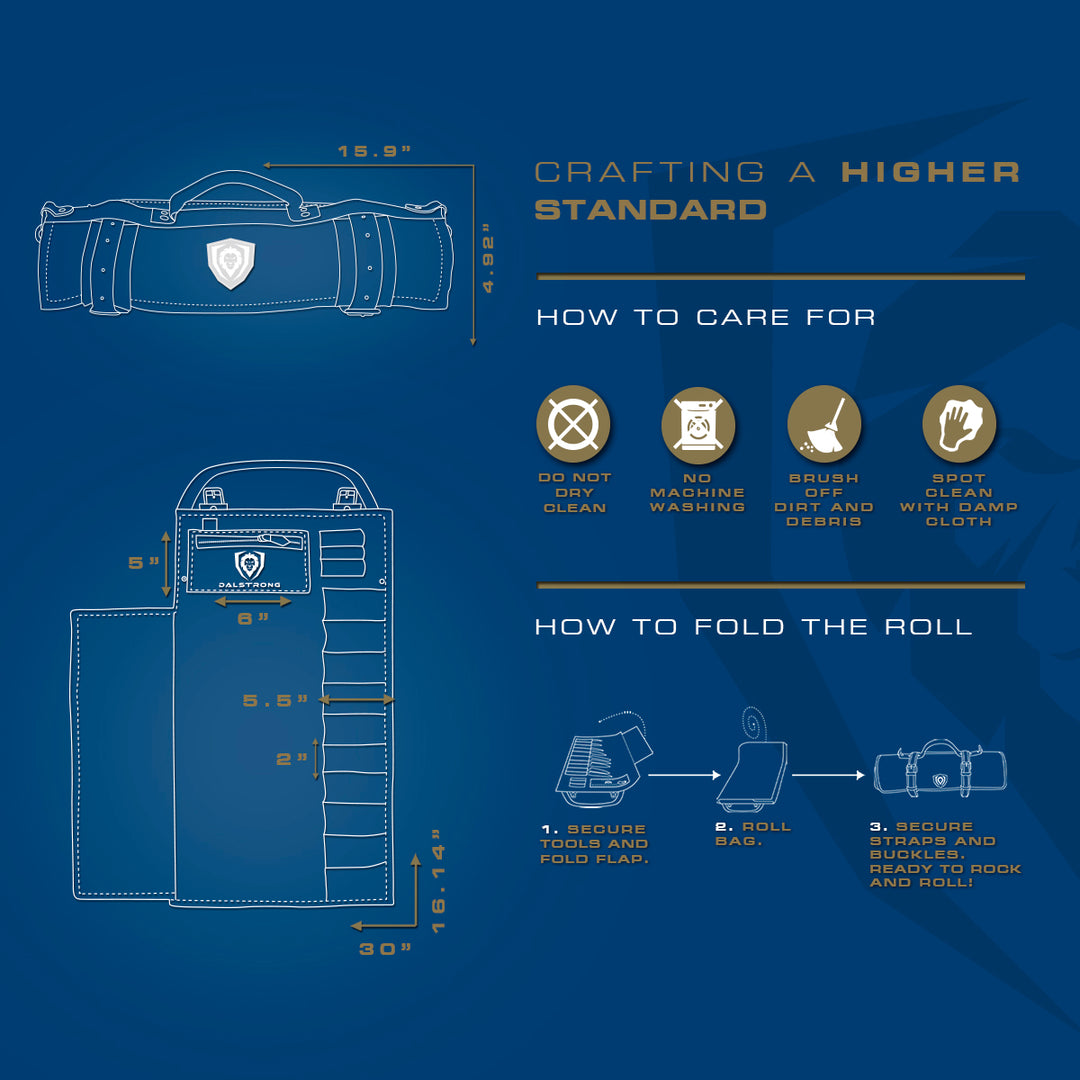 12oz Heavy Duty Canvas & Leather | Crimson Red | Nomad Knife Roll | Dalstrong ©