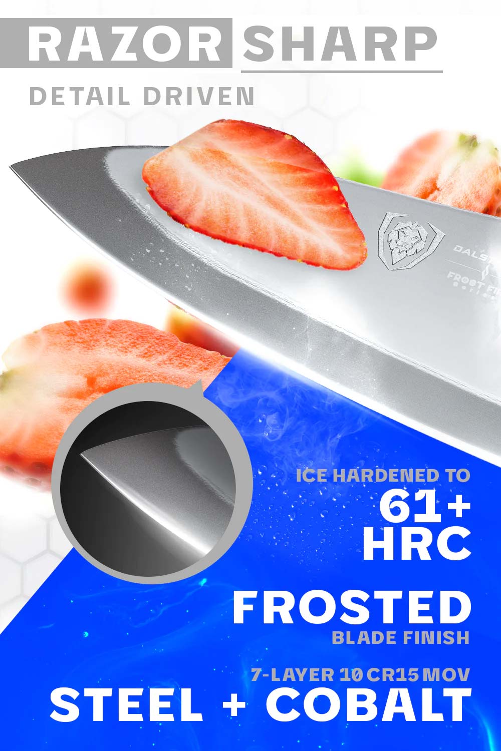 Dalstrong frost fire series 3.5 inch paring knife featuring it's razor sharp blade.