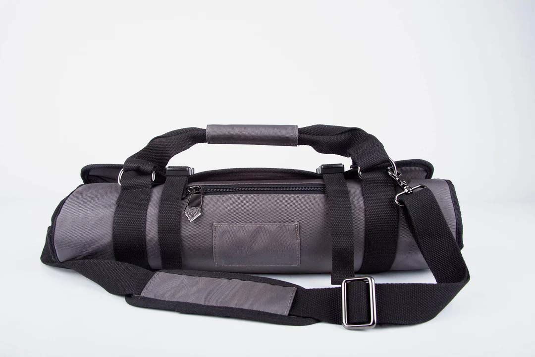 Dalstrong ballistic series graphite black knife roll on a white background.