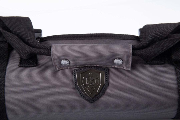 Dalstrong ballistic series graphite black knife roll featuring the dalstrong logo.